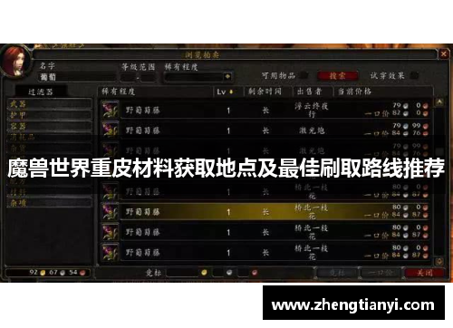 魔兽世界重皮材料获取地点及最佳刷取路线推荐